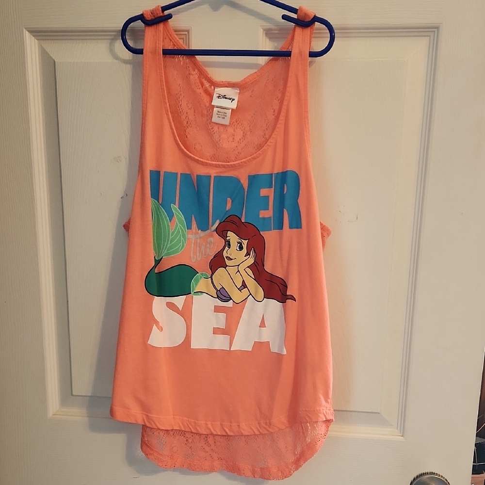 Disney Coral Casual Tank Top with Graphic The Little Mermaid Design
